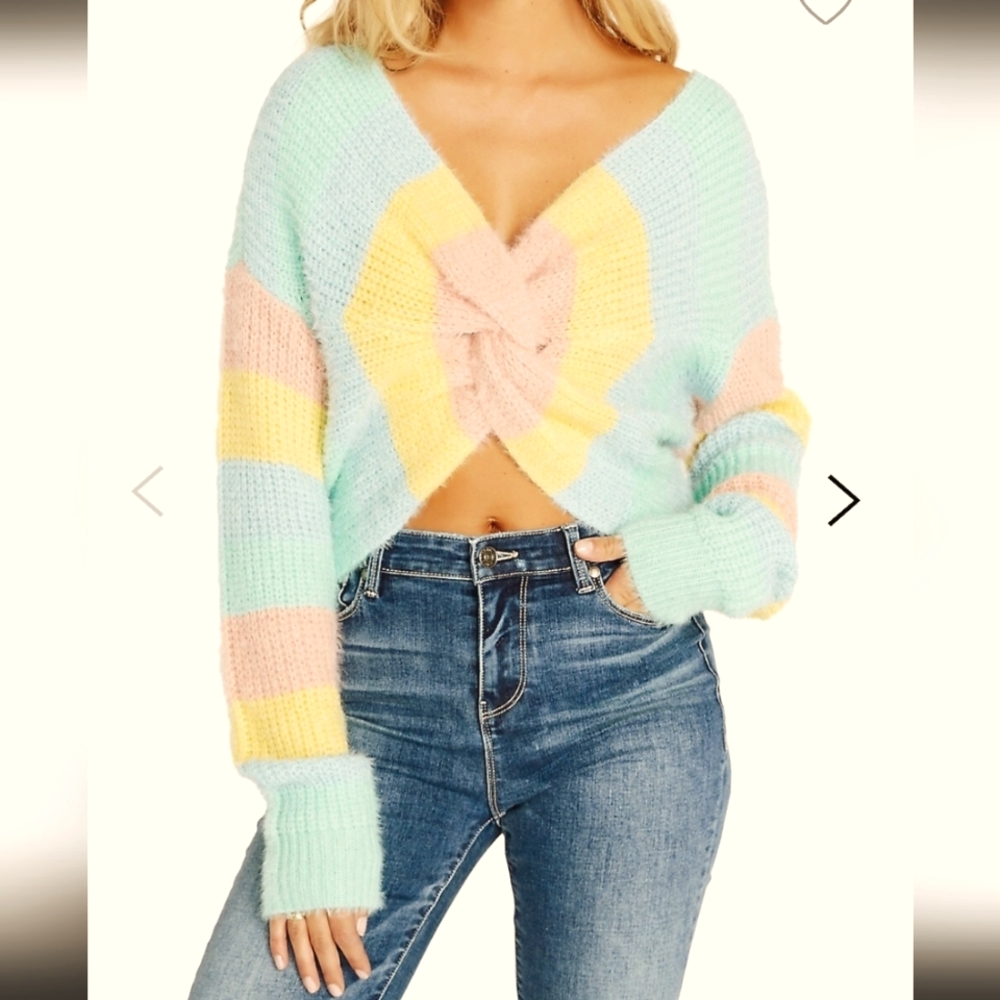 David Bitton Rainbow Crop Sweater
